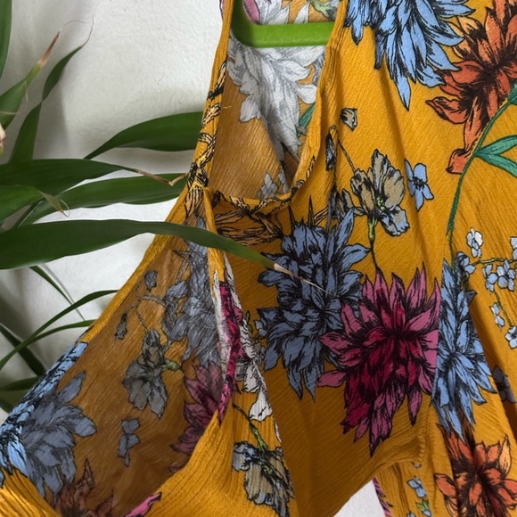 Yellow Ruffled Wrap Sundress with Puff Sleeves - Picture 7 of 15